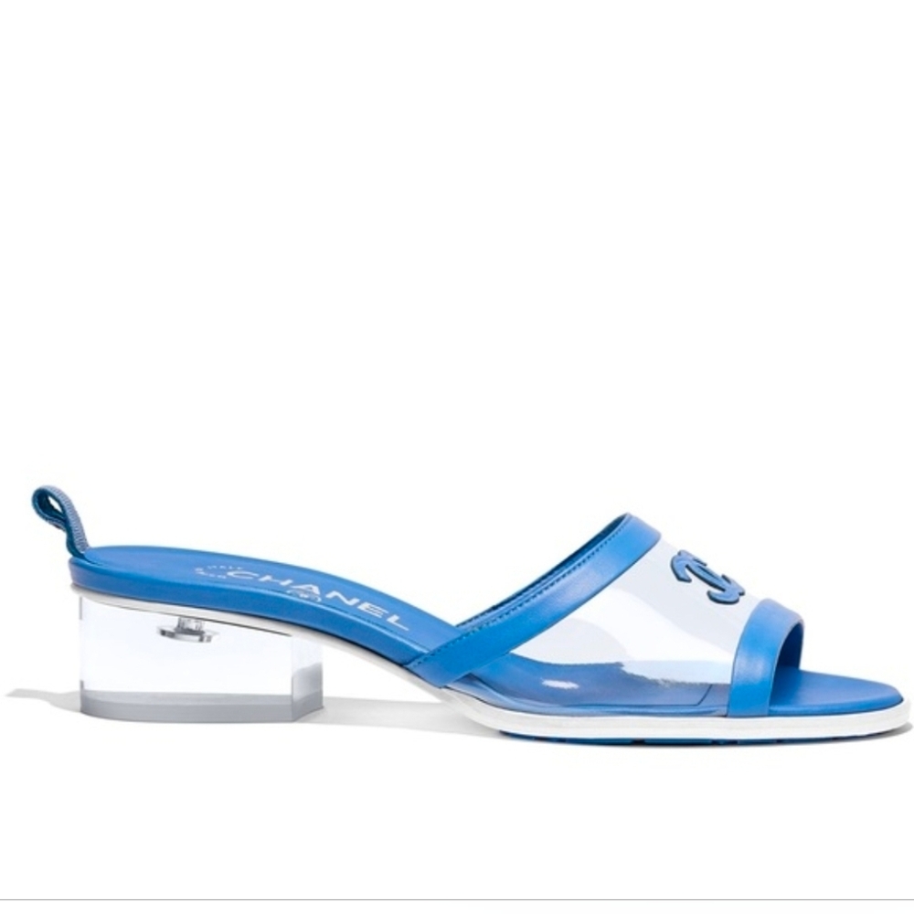 Chanel 19S Blue Transparent CC Logo Mules - Picture 5 of 8